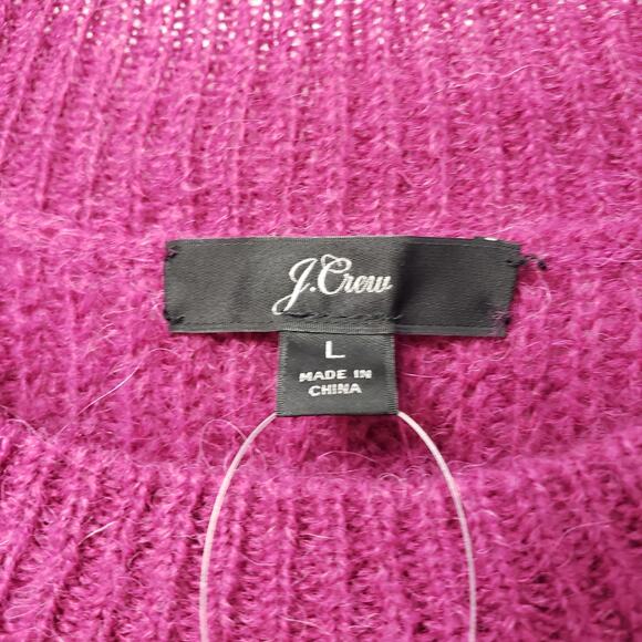 NWT J. CREW Ribbed Knit Crew Neck Sweater Beaded Wool Alpaca Pink Women's Large - Picture 2 of 10
